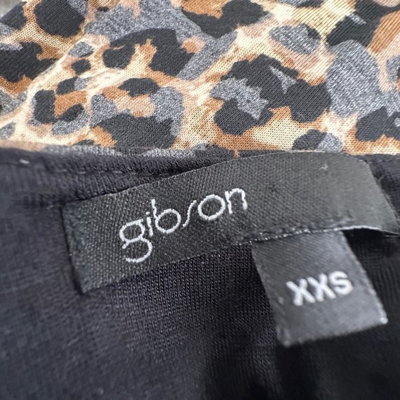 Gibson Dress Animal/ Leopard Print Stretch Soft Comfy Elastic Waist XXS V-Neck - Picture 2 of 16